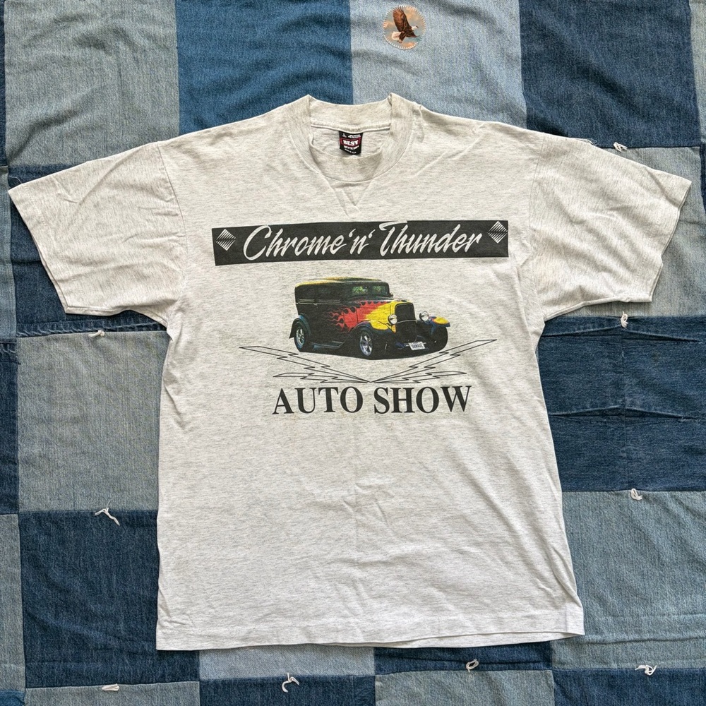 vintage flame car usa t-shirt size L